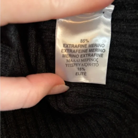 Burberry Charcoal Turtleneck Sweater with Check Accents